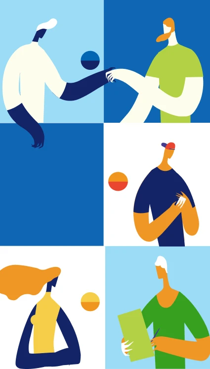 Ilustração de estudantes
